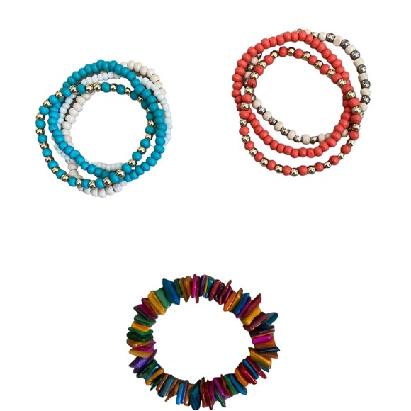 Set of 8 Beaded Stretch Bracelets Fits All Lot - Picture 1 of 3